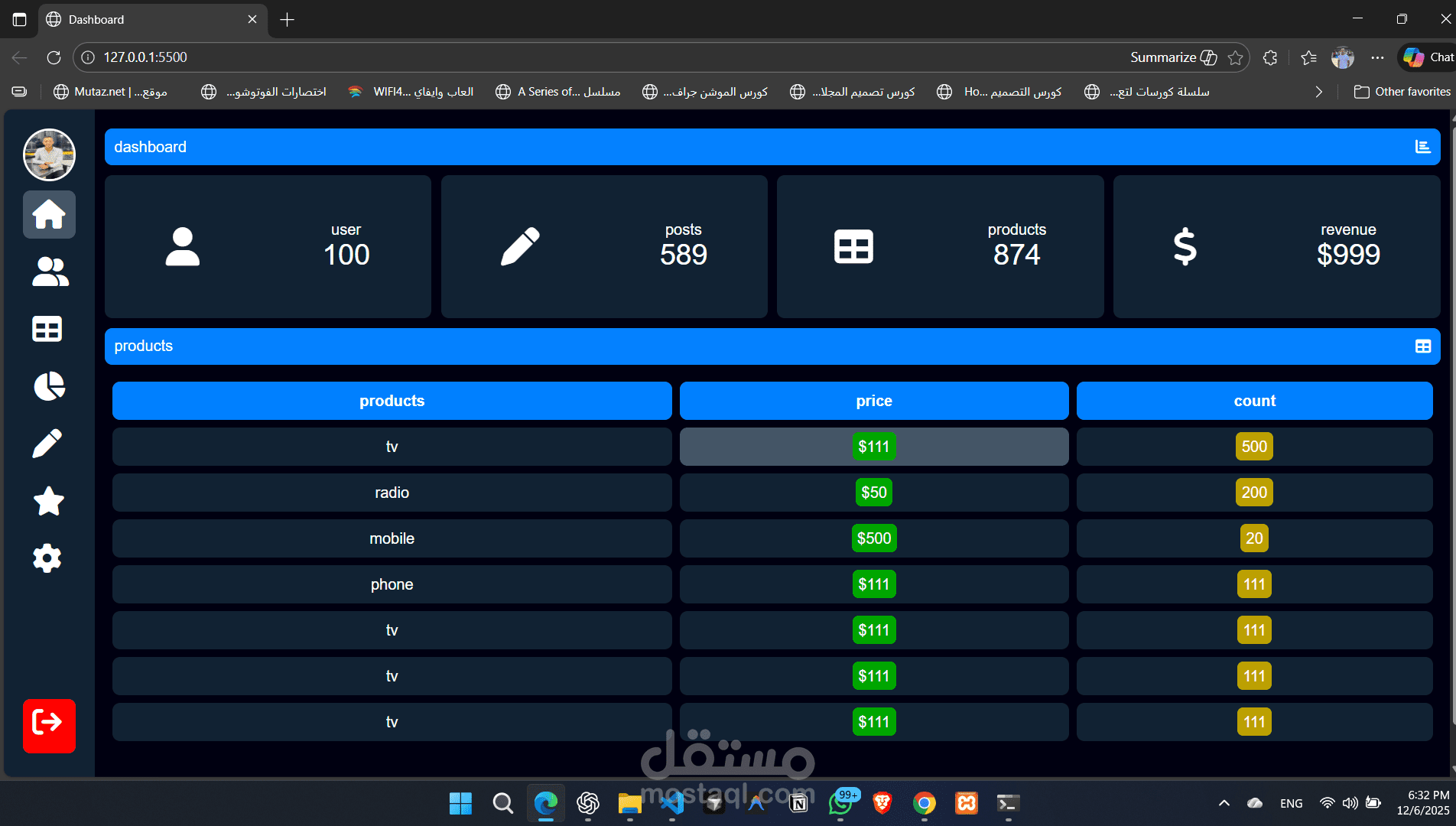 Admin Dashboard UI – Responsive Front-End Project