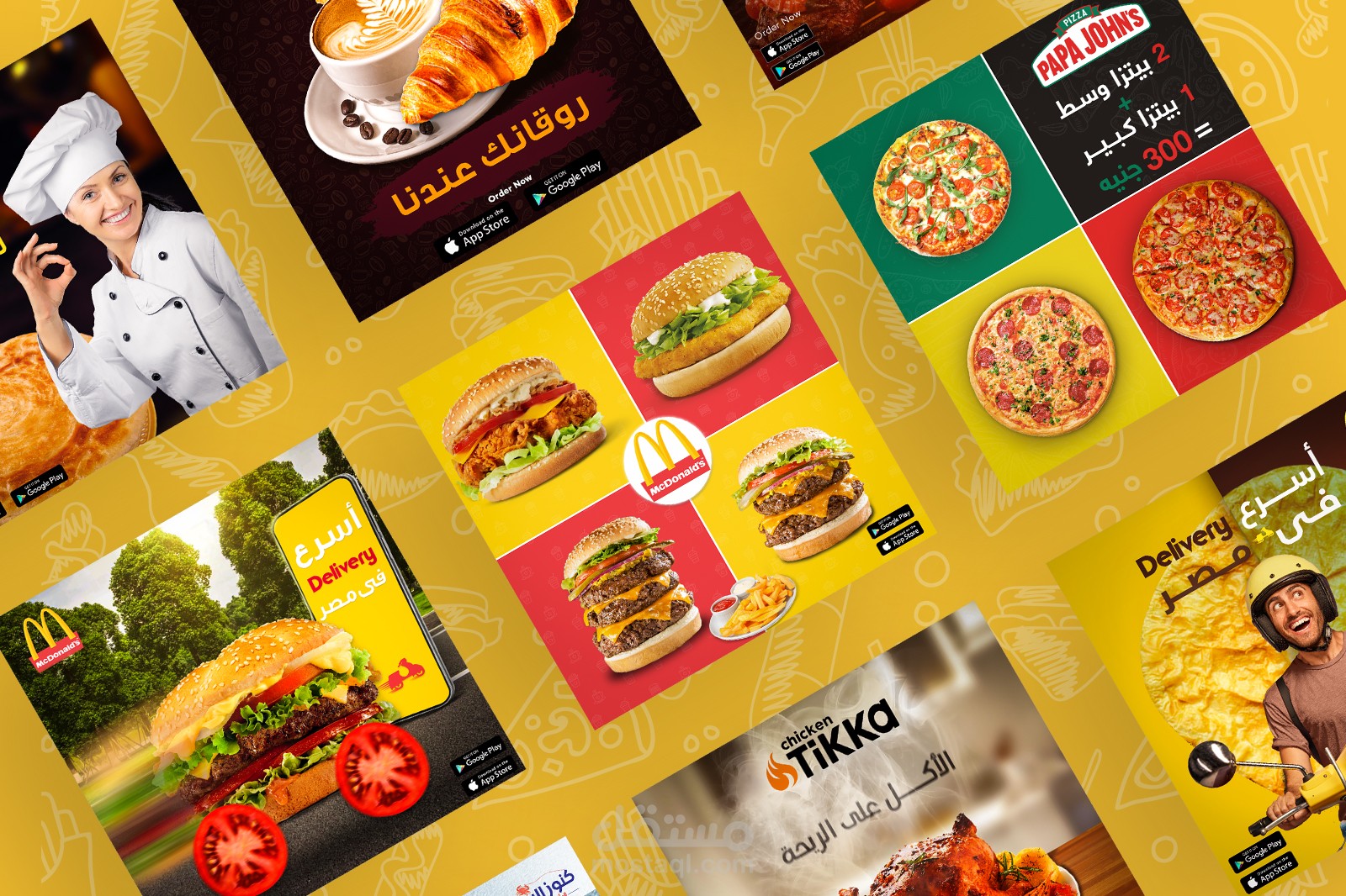 تصميمات سوشيال ميديا ولوحات اعلانية وفلاير للمأكولات