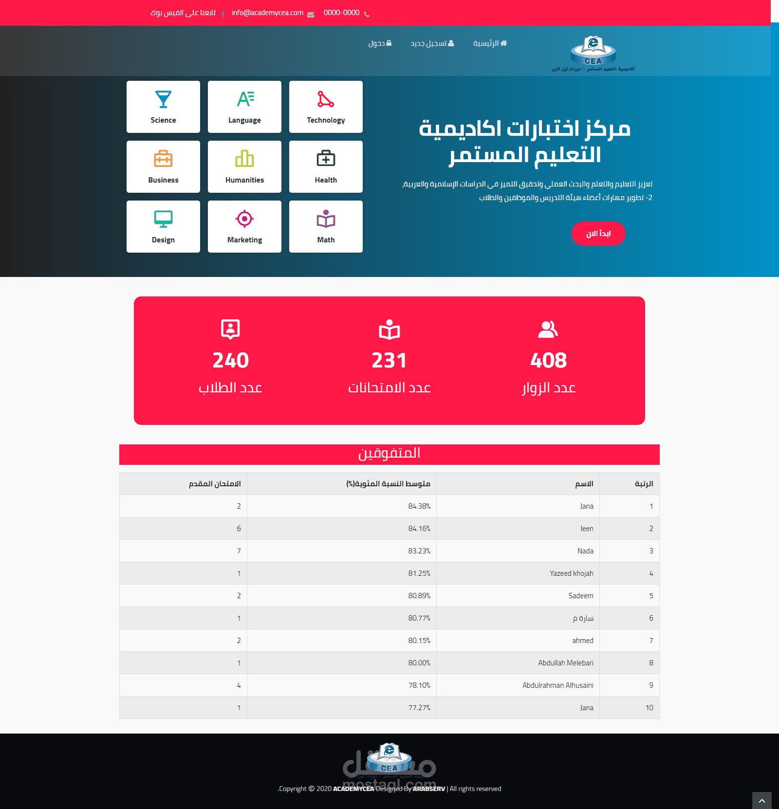 برمجة مركز اختبارات الكترونية
