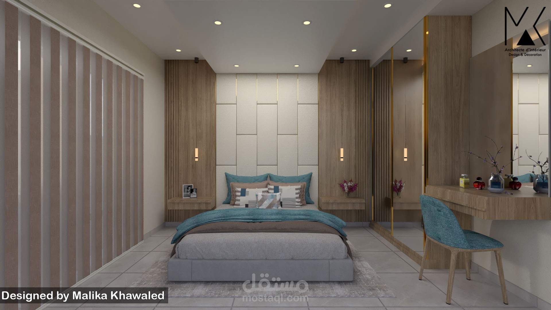 غرفة نوم بتصميم عصري