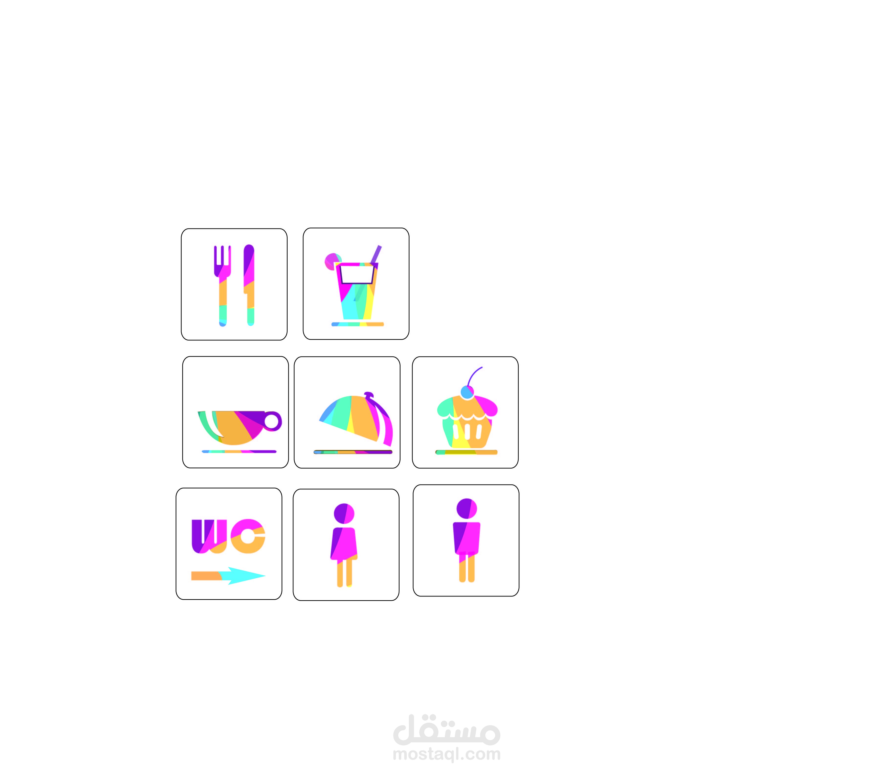 تصميم pictograms لمطعم