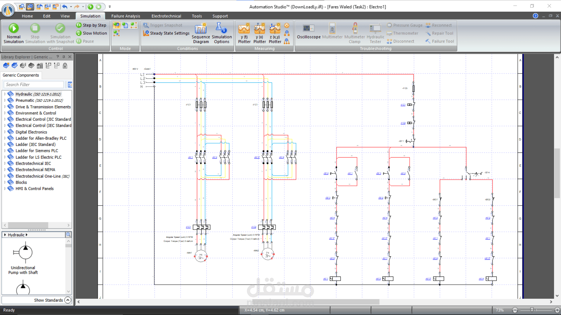 دائرة تشغيل لمخرطة معادن علي برنامج ( Automation Studio 7.0 Professional )
