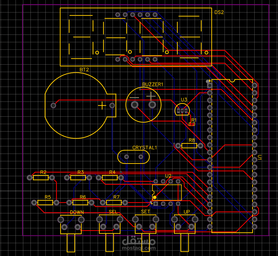 PCB Design لدائرة ساعة مبرجمة