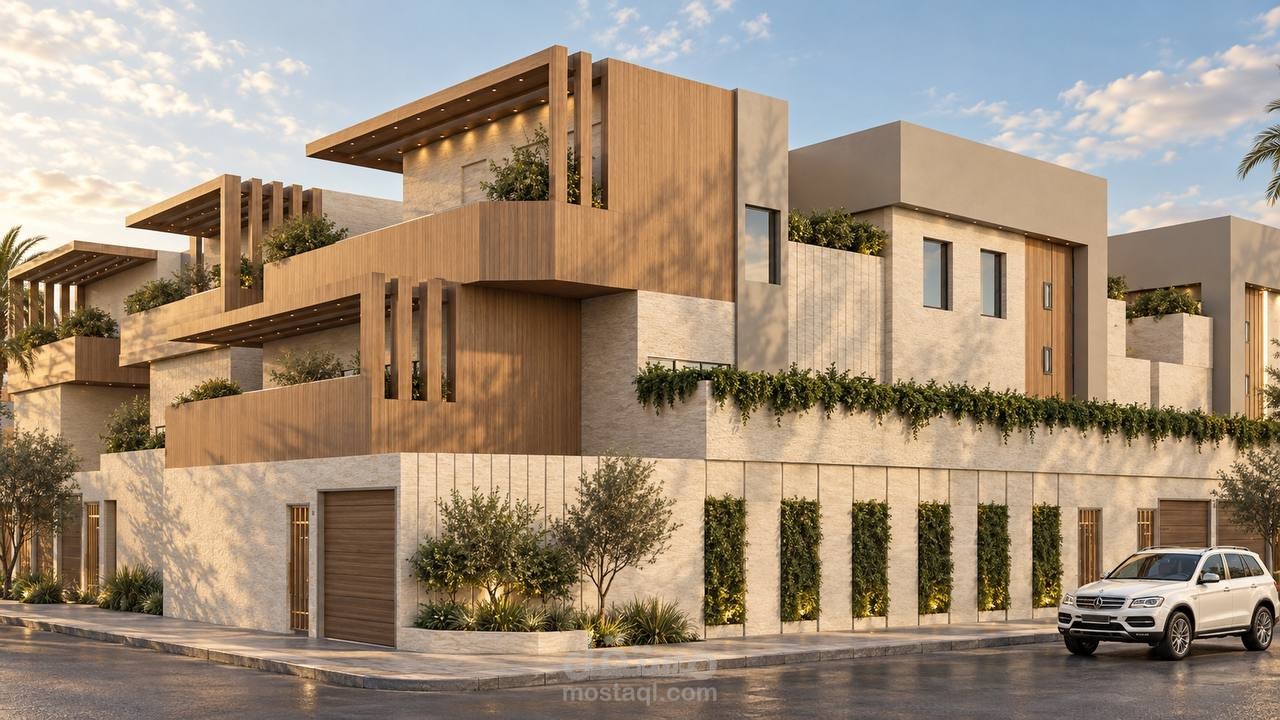 تصميم واجهة فيلا دوبلكس - طراز مودرن دافئ