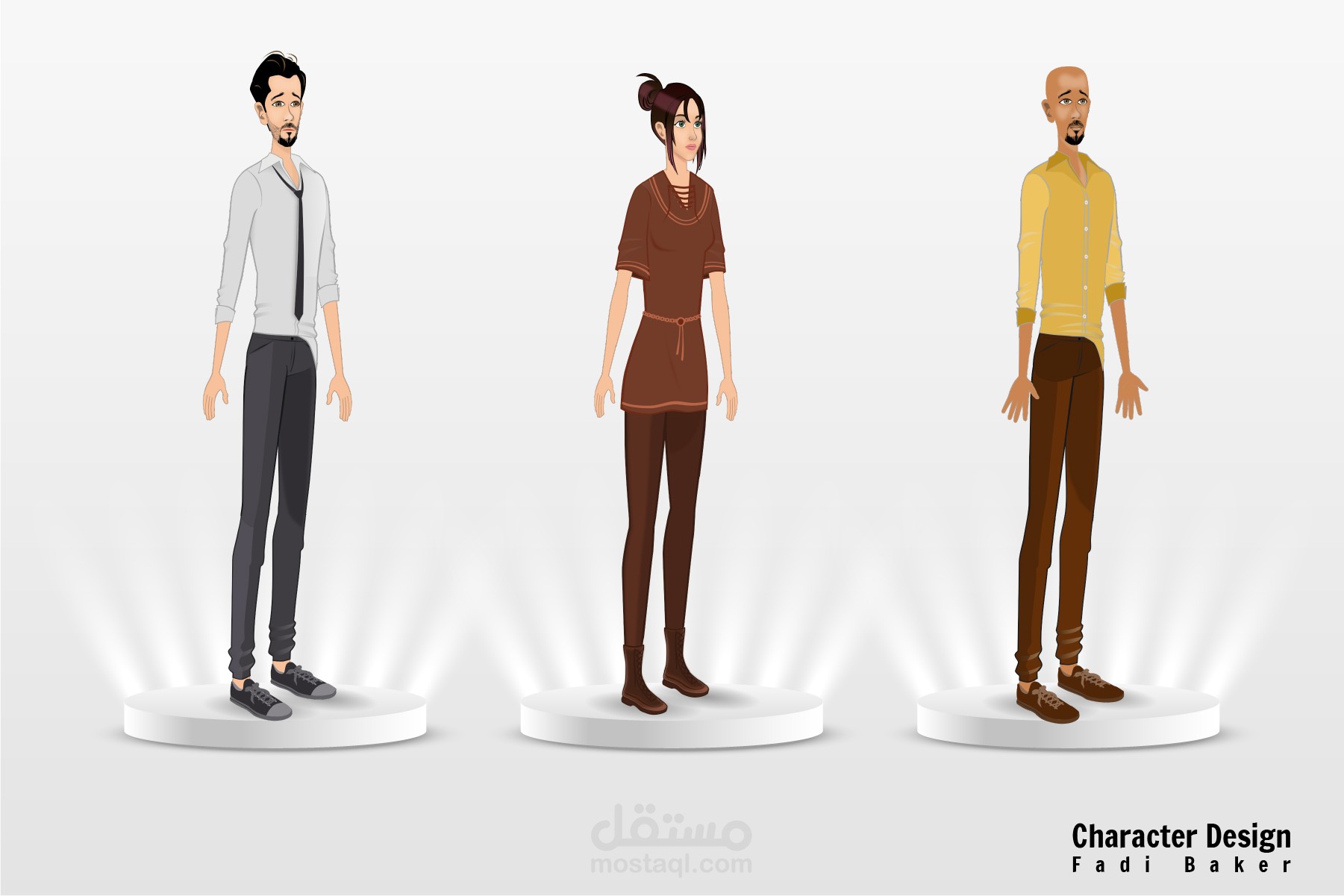 تصميم شخصيات كرتونية ثنائية الأبعاد لمشروع فيلم أنميشن ثنائي الأبعاد