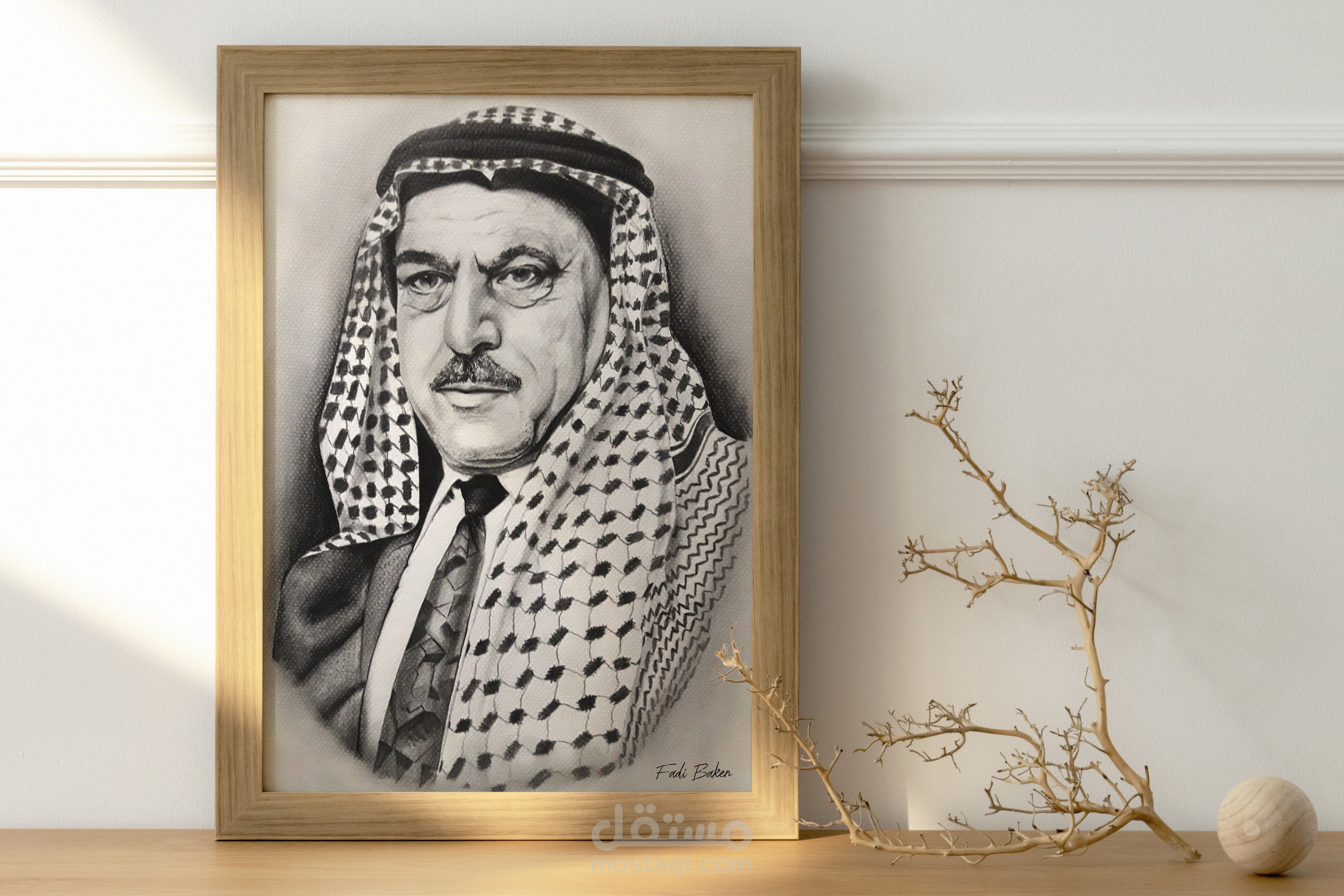 رسم يدوي بأقلام الفحم على ورق كانسون