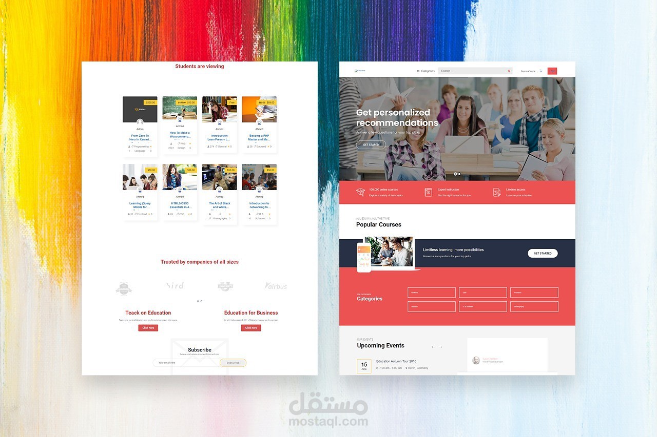 تصميم موقع كورسات