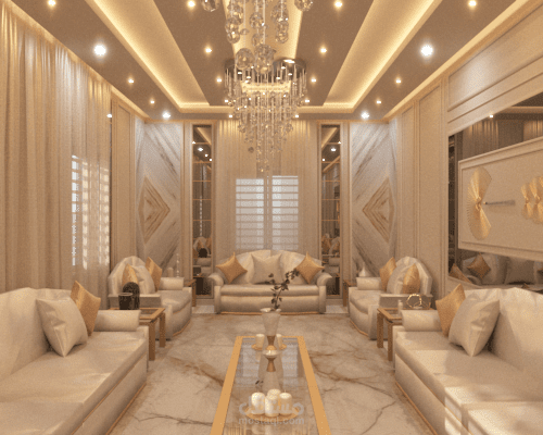 تصميم ثلاثي الابعاد لغرفة ضيوف