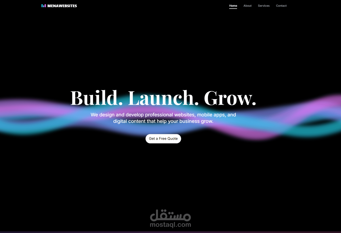 MenaWebsites — صفحة تعريفية لشركة برمجيات