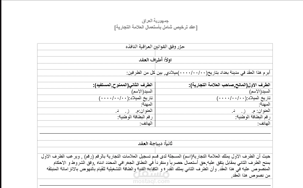 عقد ترخيص استعمال العلامة التجاية