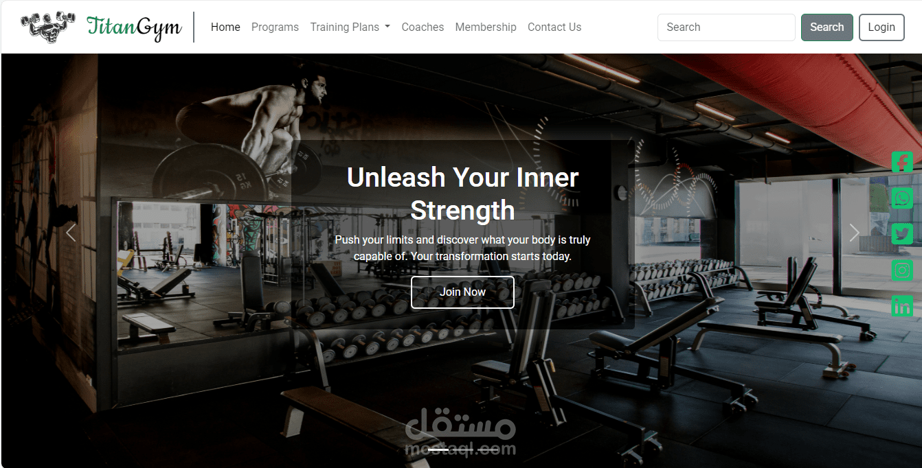 تطبيق عملي لموقع Gym متكامل باستخدام HTML, CSS, Bootstrap (Responsive Design)