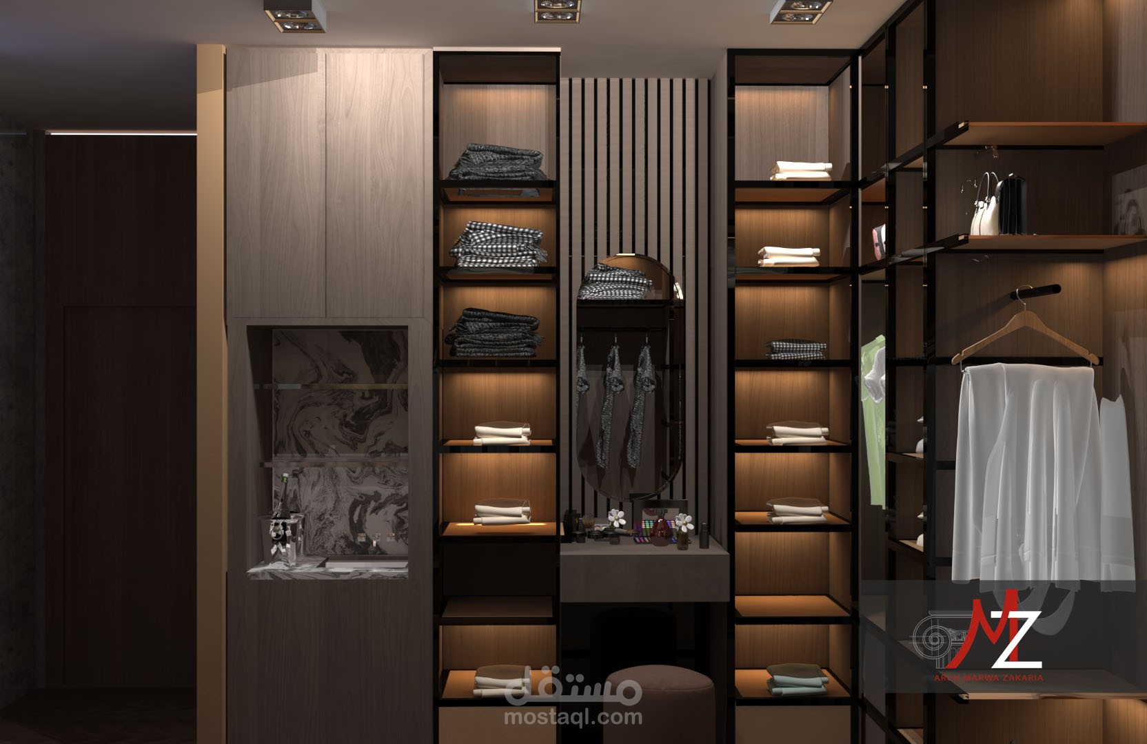 تصميم غرفة تغيير ملابس . دريسينج