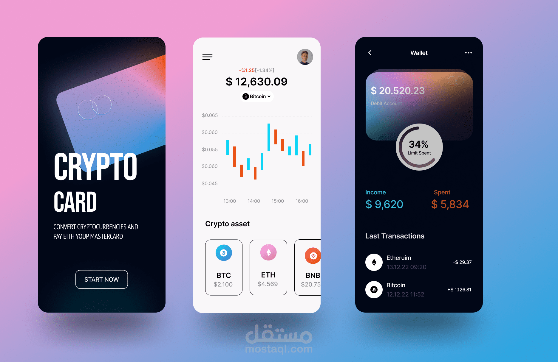 ui/ux app design تصميم تطبيق العملات الرقمية