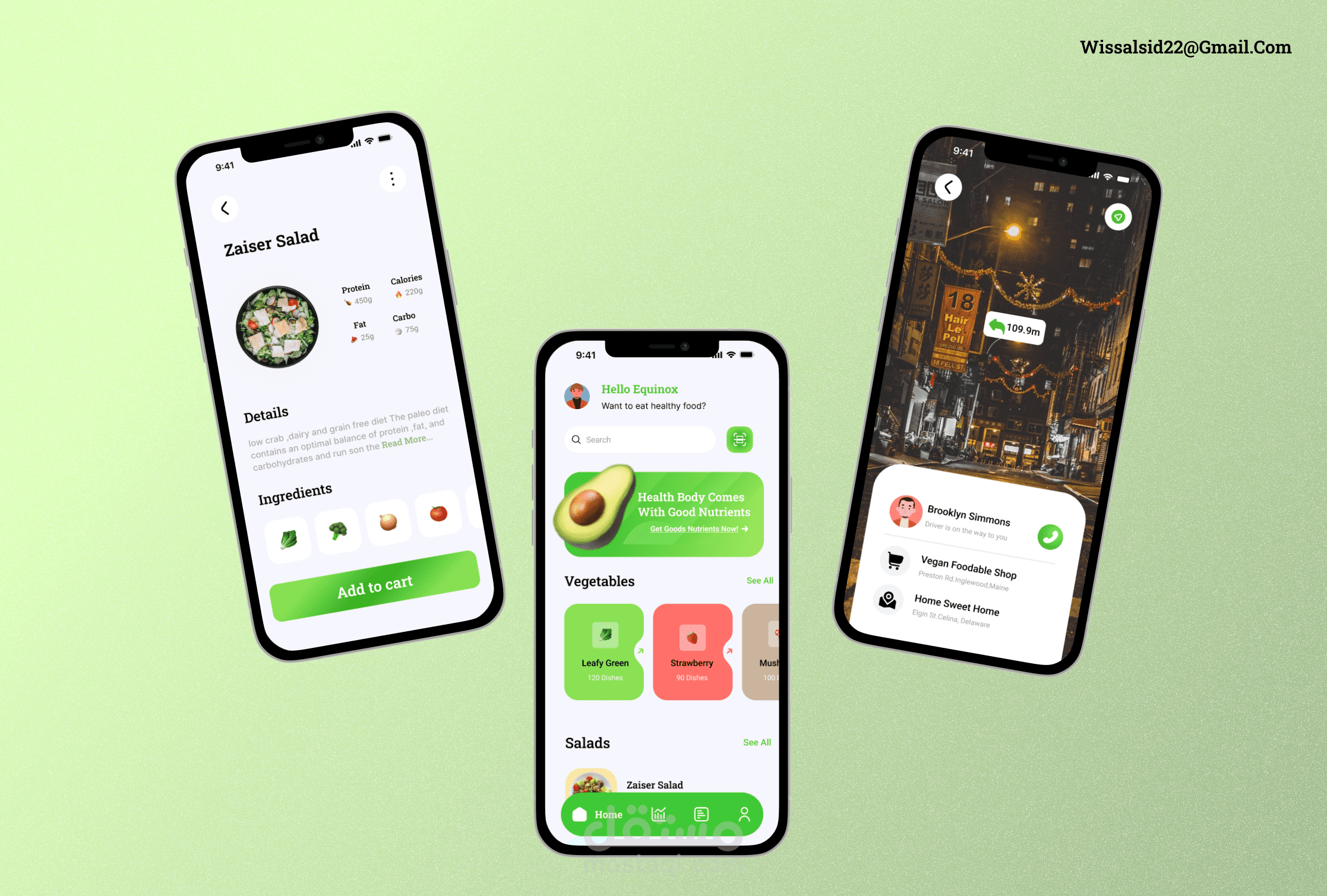 Ui/ux app design تصميم  تطبيق الغذاء الصحي وتوصيل الطعام