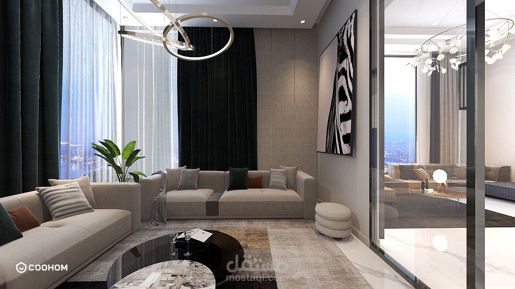 تصميم داخلي لشقة دوبلكس  ..  باستخدام مودرن ديزاين