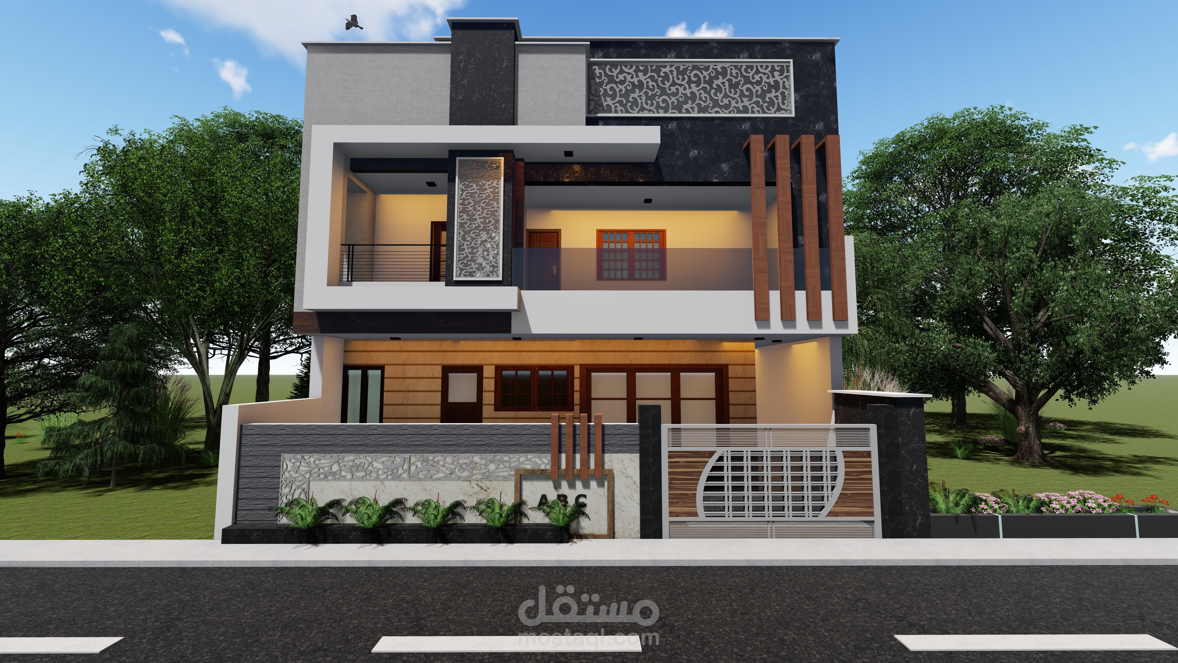 مشروع تصميم واجهات مودرن لفيلا بالسعودية
