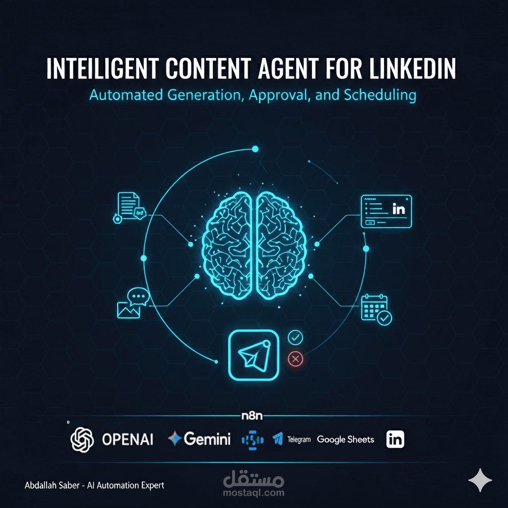 وكيل محتوى ذكي للينكدإن: توليد، موافقة، وجدولة آلية للمنشورات