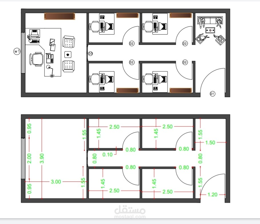 تصميم مكتب بافضل استغلال للمساحات