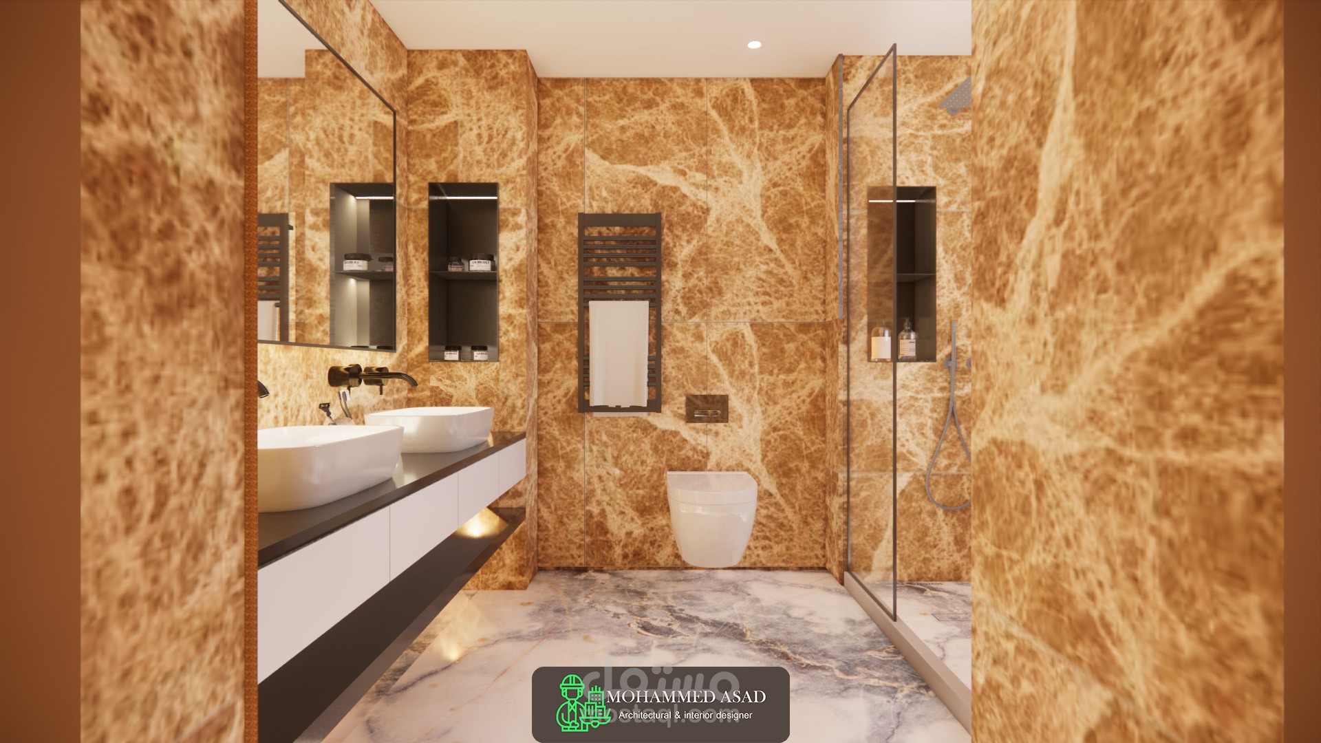 تصميم داخلي لحمام مودرن