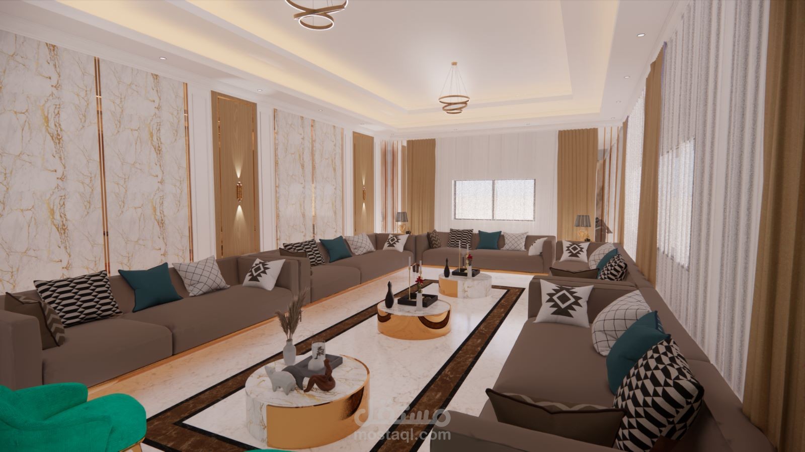 تصميم داخلي لصالة مفتوحة