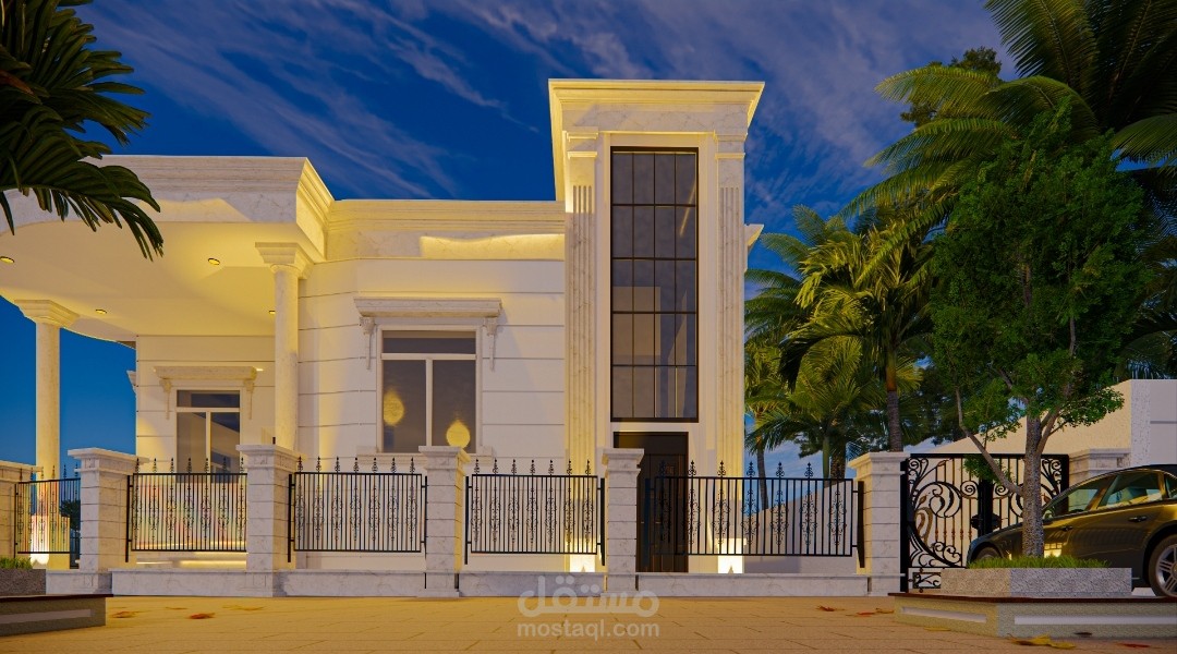 تصميم واجهة نيو كلاسيك لأحد عملائي في الكويت