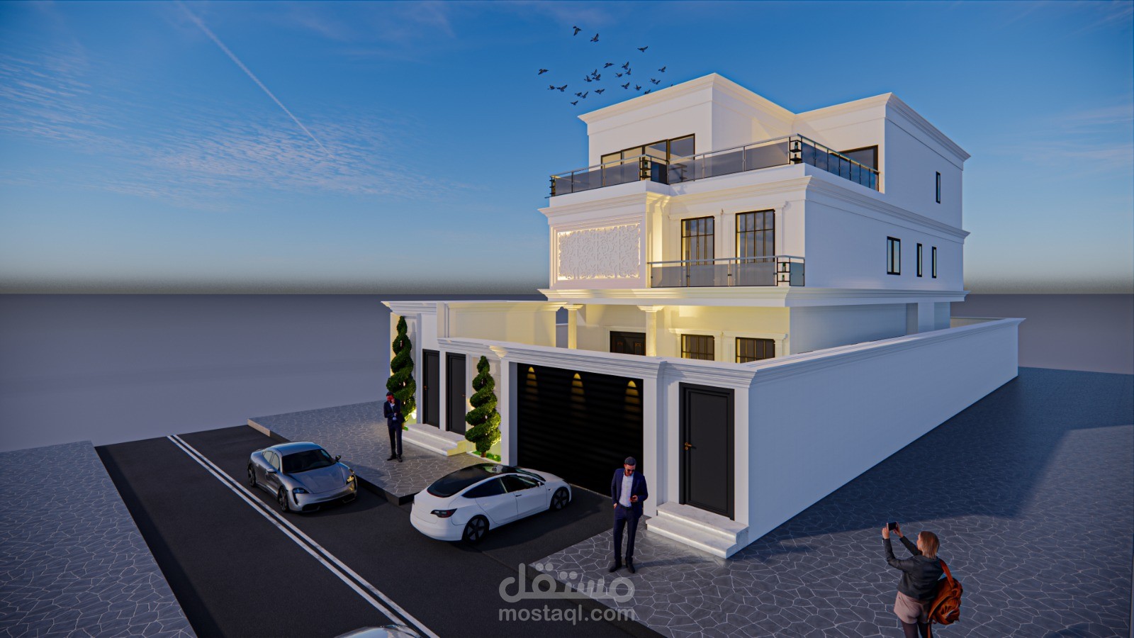 تحويل واجهة فيلا مودرن الى نيوكلاسيك