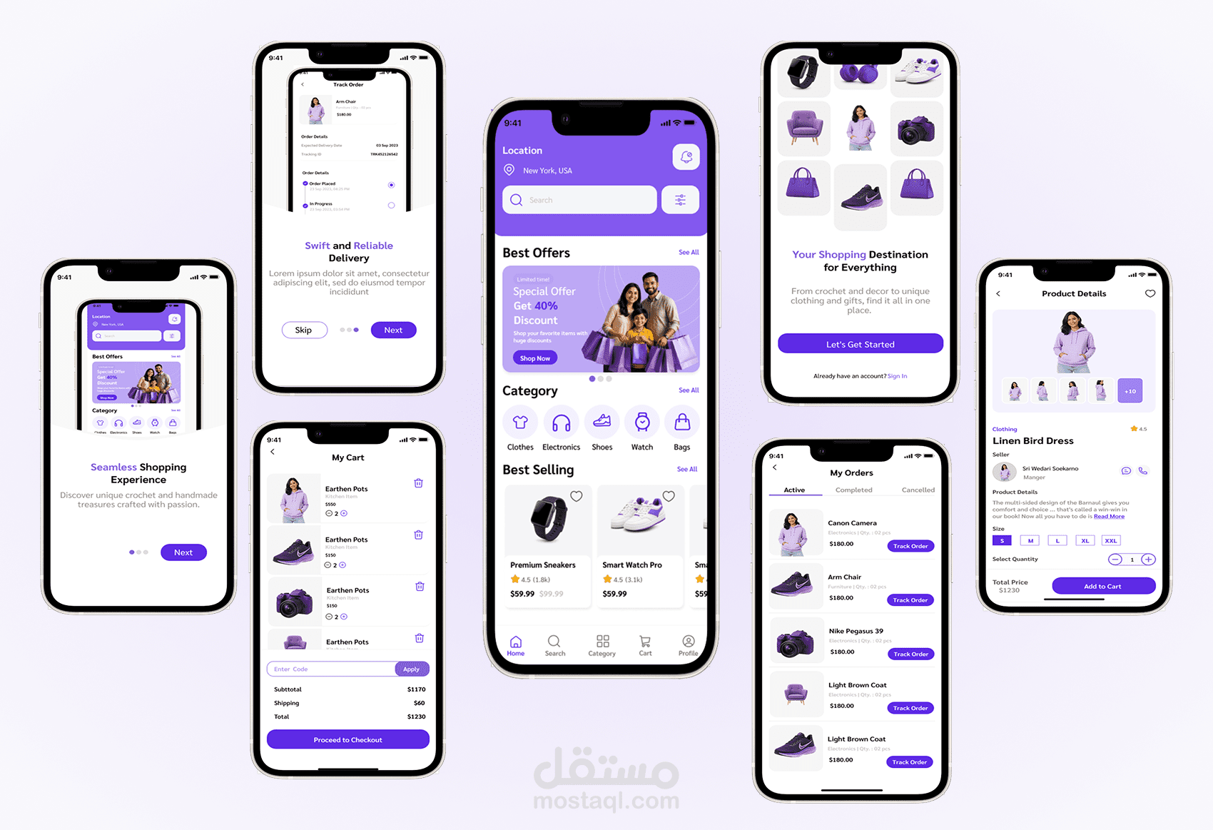 تصميم واجهات تطبيق متجر إلكتروني حديث باستخدام Figma