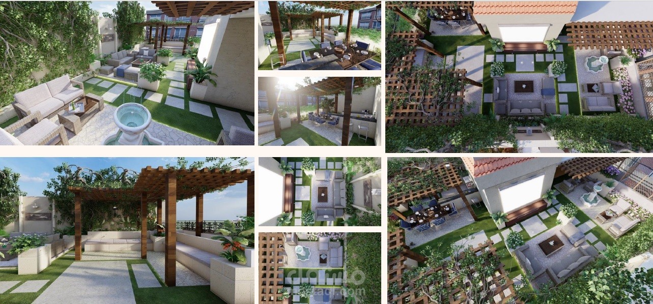 تصميم حديقة لسطح الفيلا