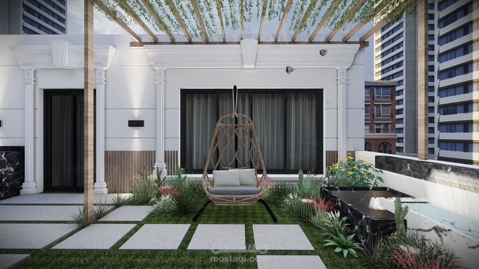 تصميم حديقة سطح