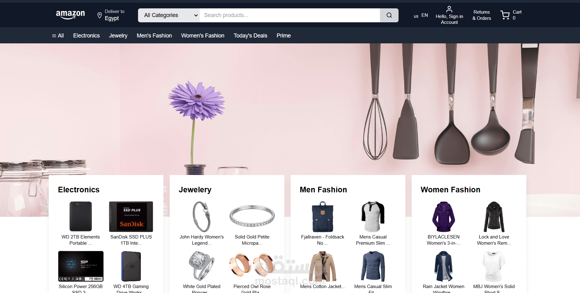 تطوير واجهة متجر إلكتروني مشابه لأمازون باستخدام React وTailwind CSS