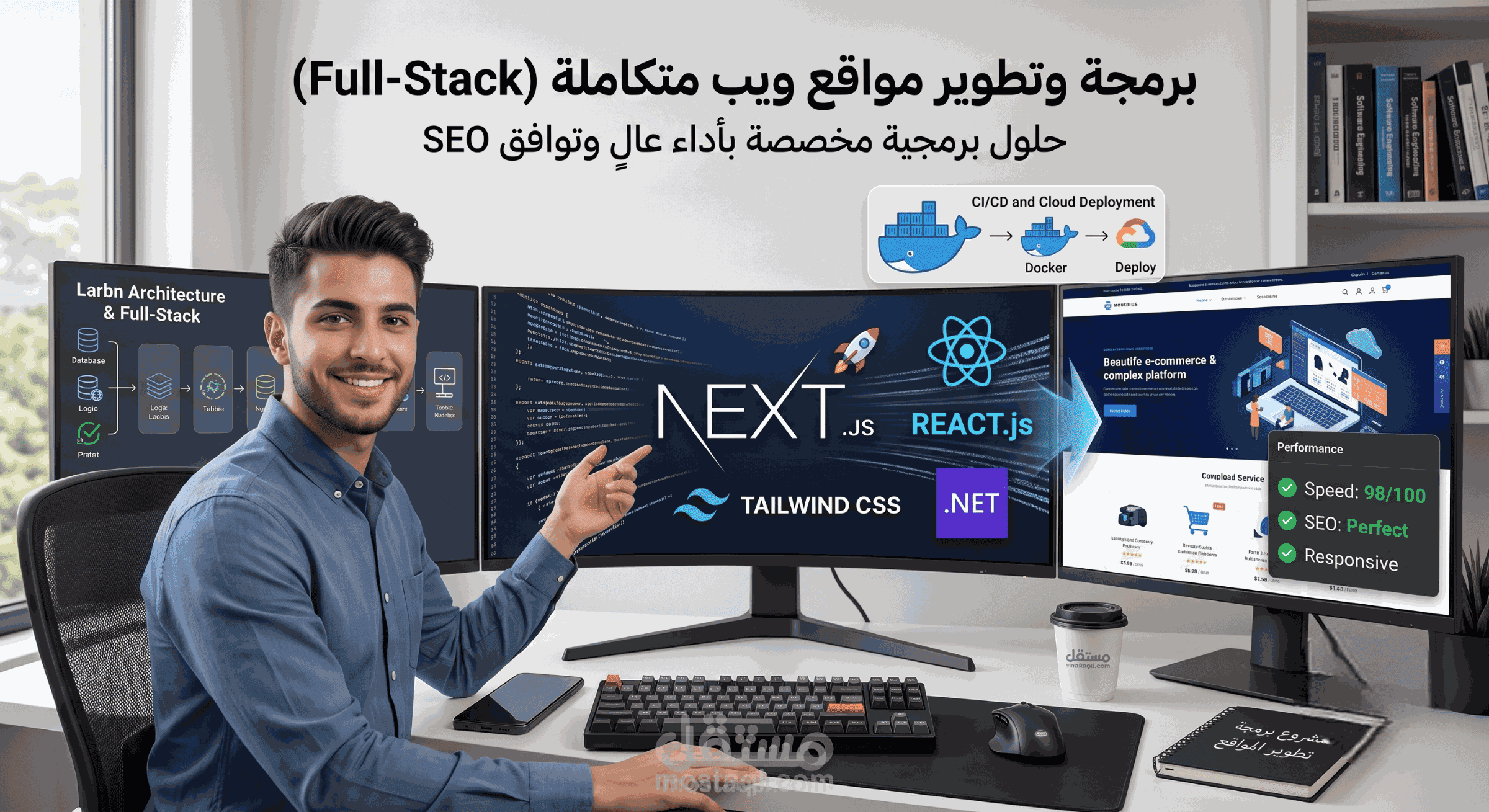 برمجة وتطوير مواقع ويب تفاعلية متكاملة (Full-Stack) باحترافية