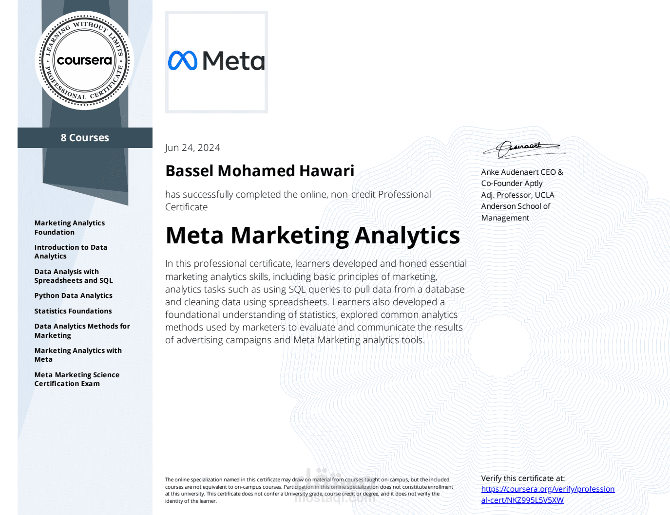 شهادة محترف في تحليلات التسويق من فيسبوك Meta