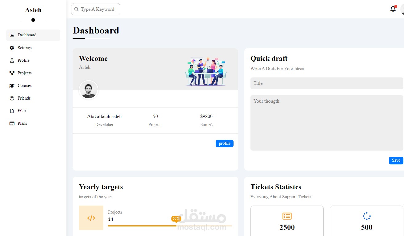 لوحة تحكم / dashBorad