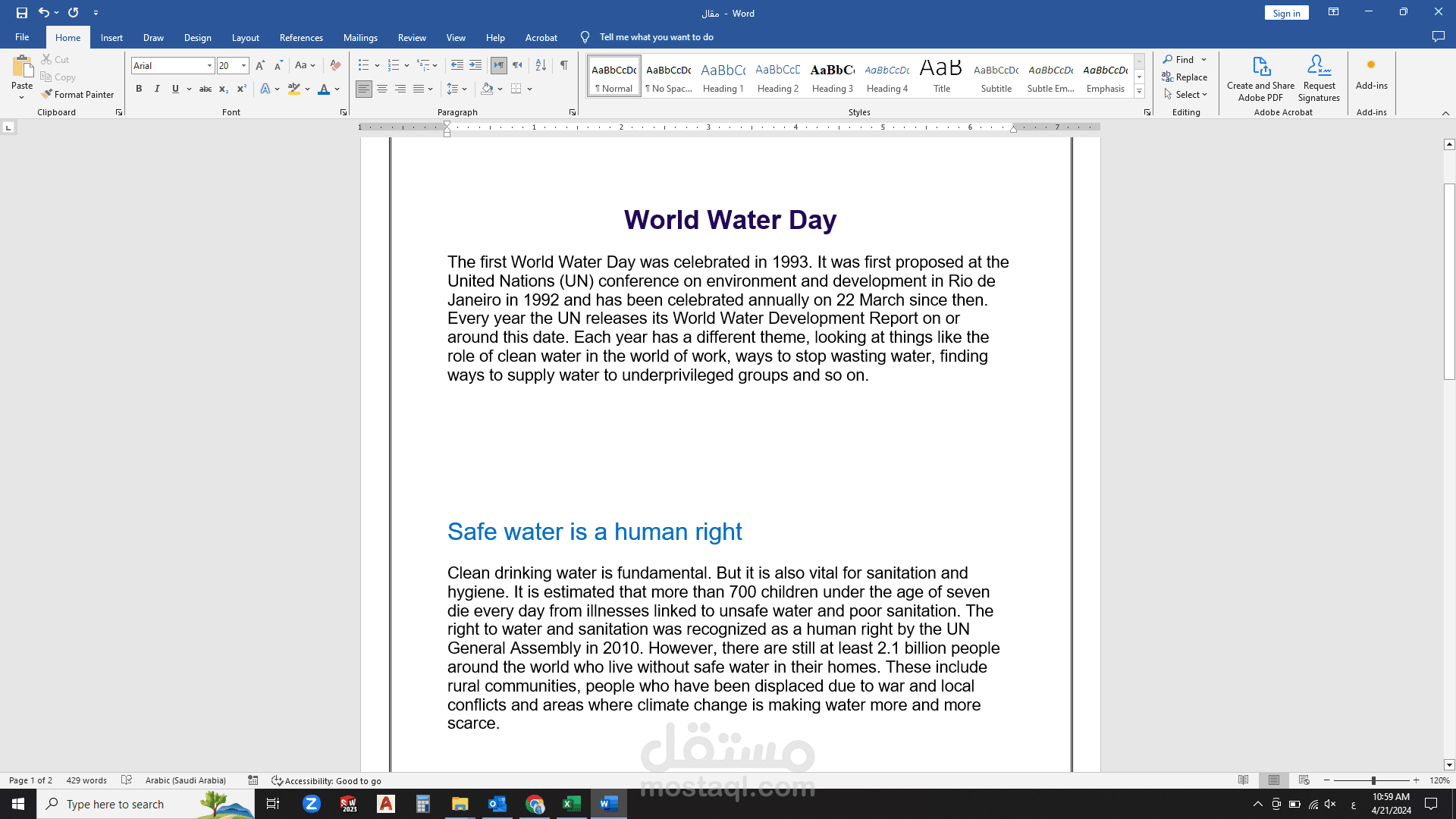 World water day report