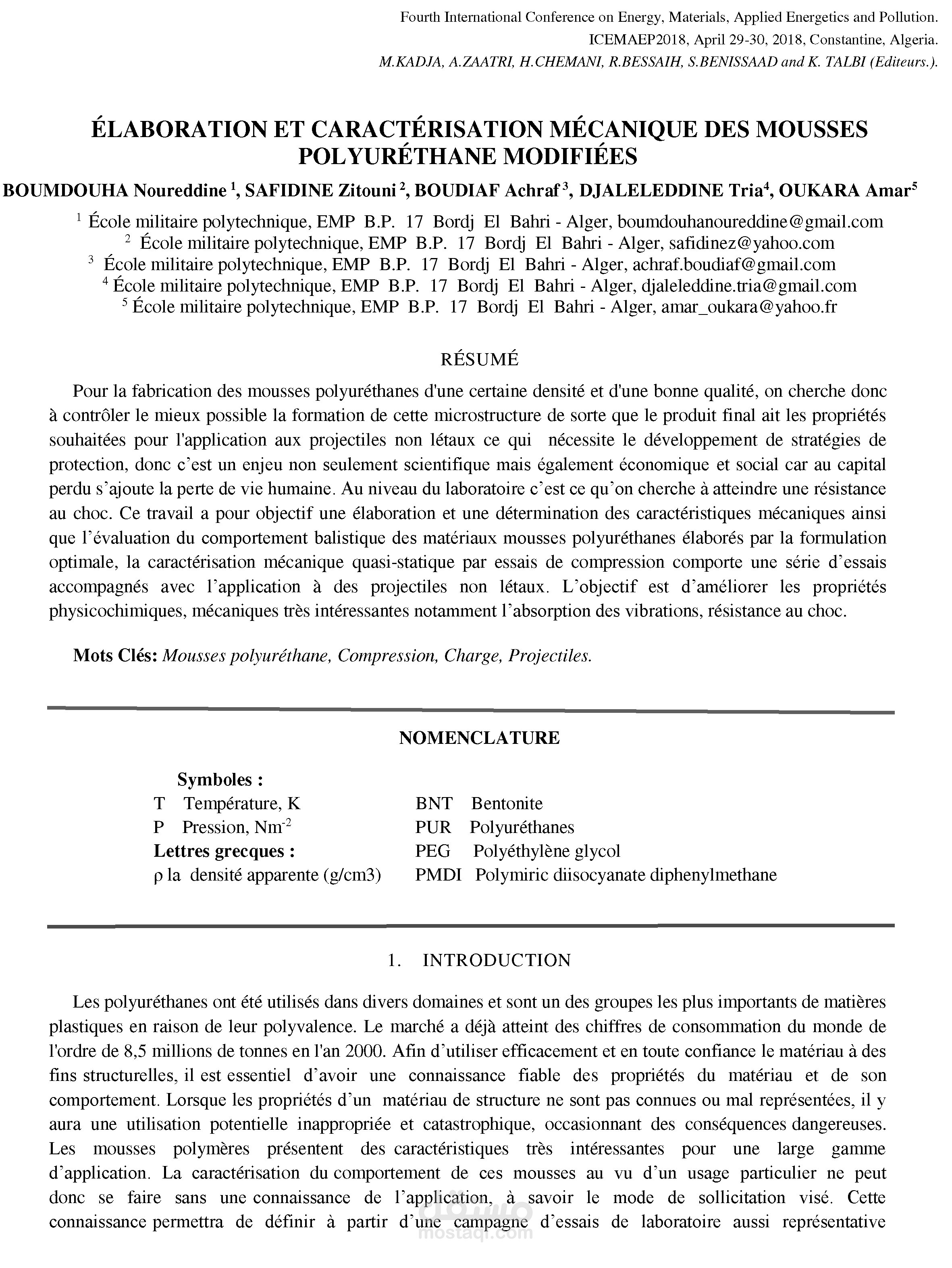 Int'l Conf_4_Modification mécanique mousses polyuréthane