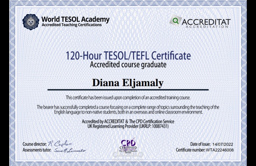 انجاز اختبار ودورة TESOL