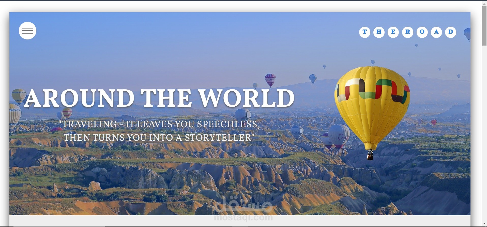 Home page for travling website