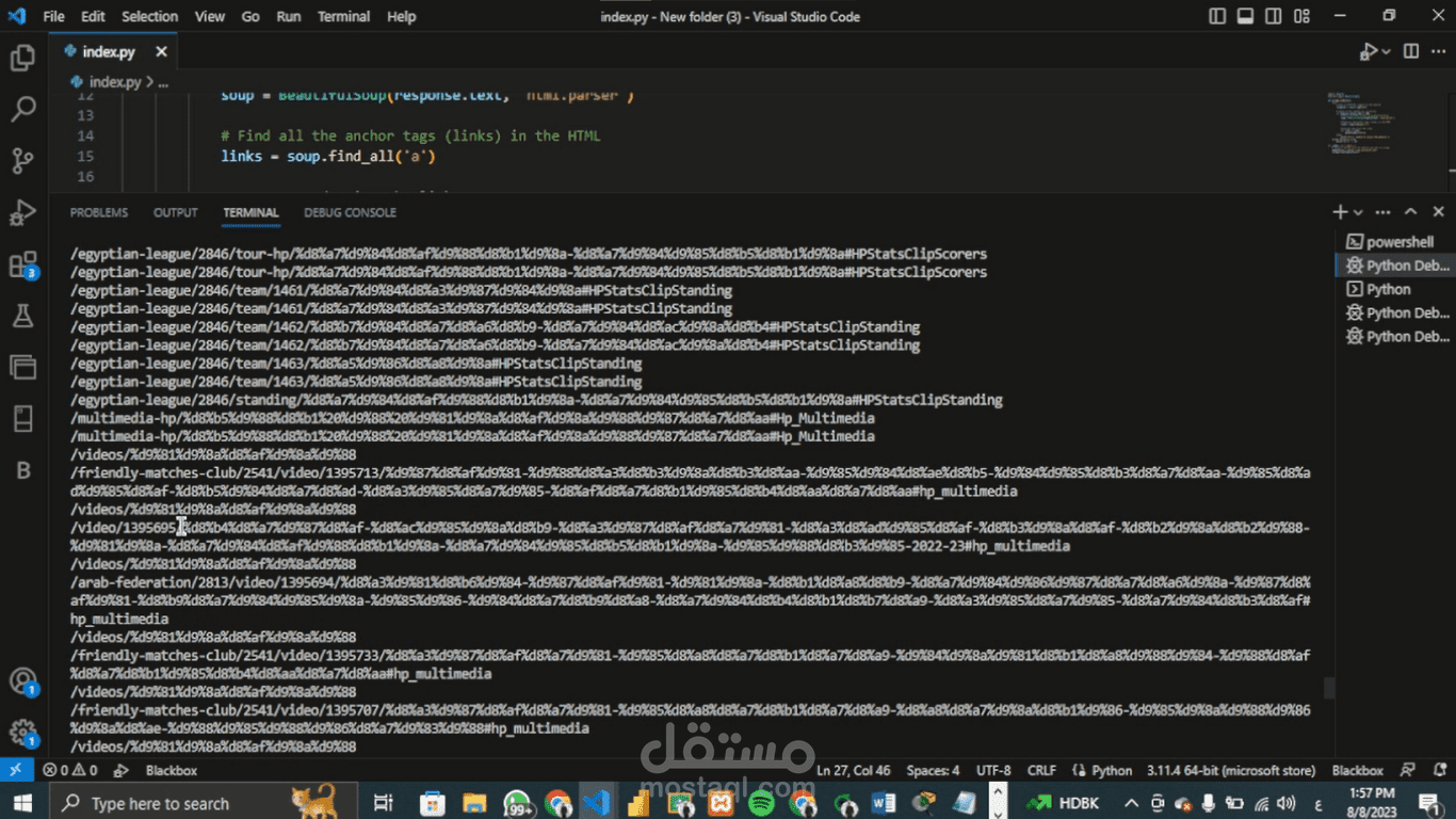 Script to scraping links