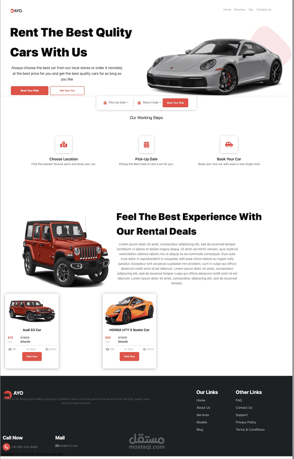 Car rent used React js