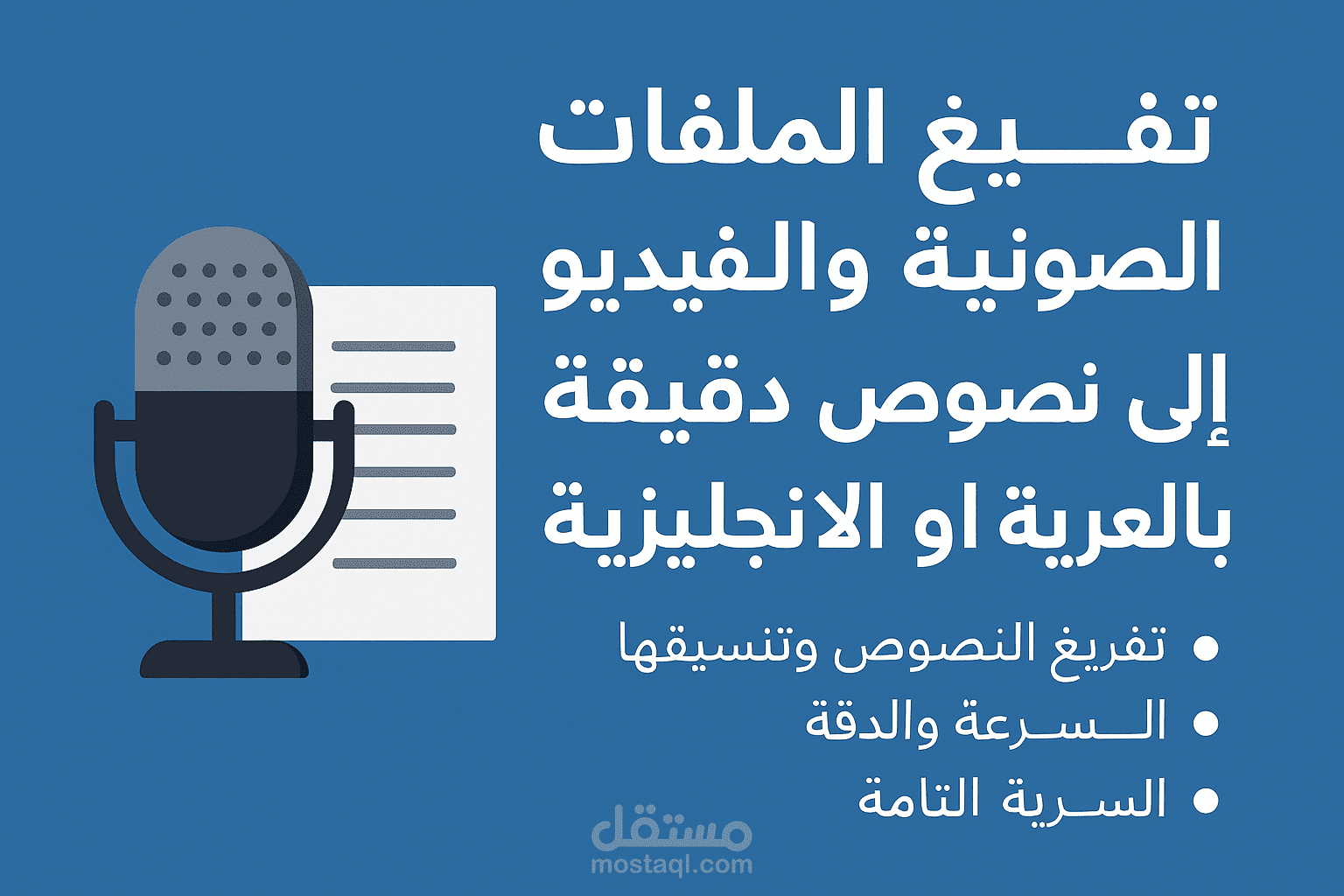 تفريغ الملفات الصوتية والفيديو إلى نصوص دقيقة بالعربية أو الإنجليزية