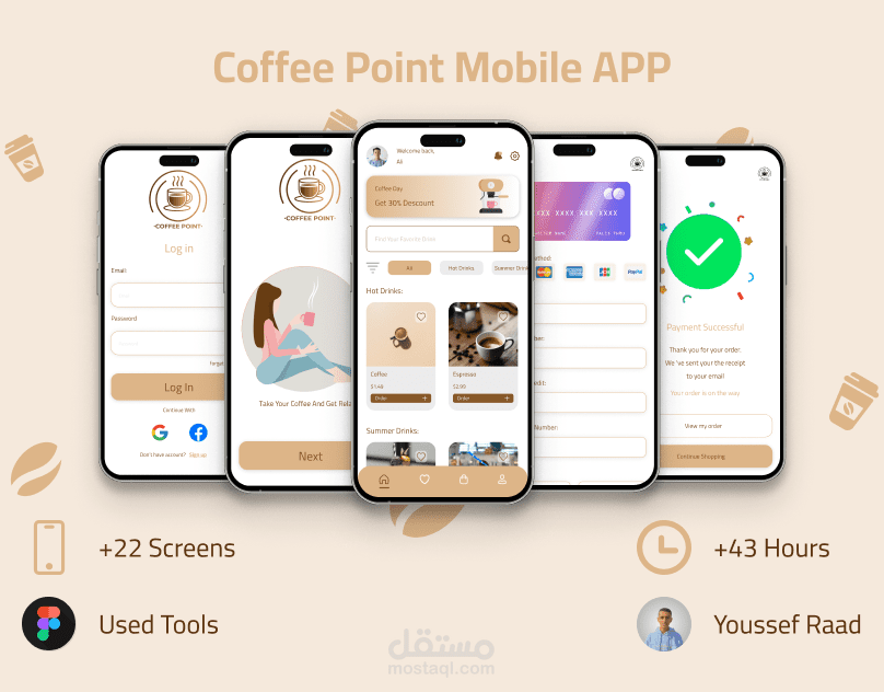 تصميم تطبيق للموبايل لطلب و توصيل القهوة