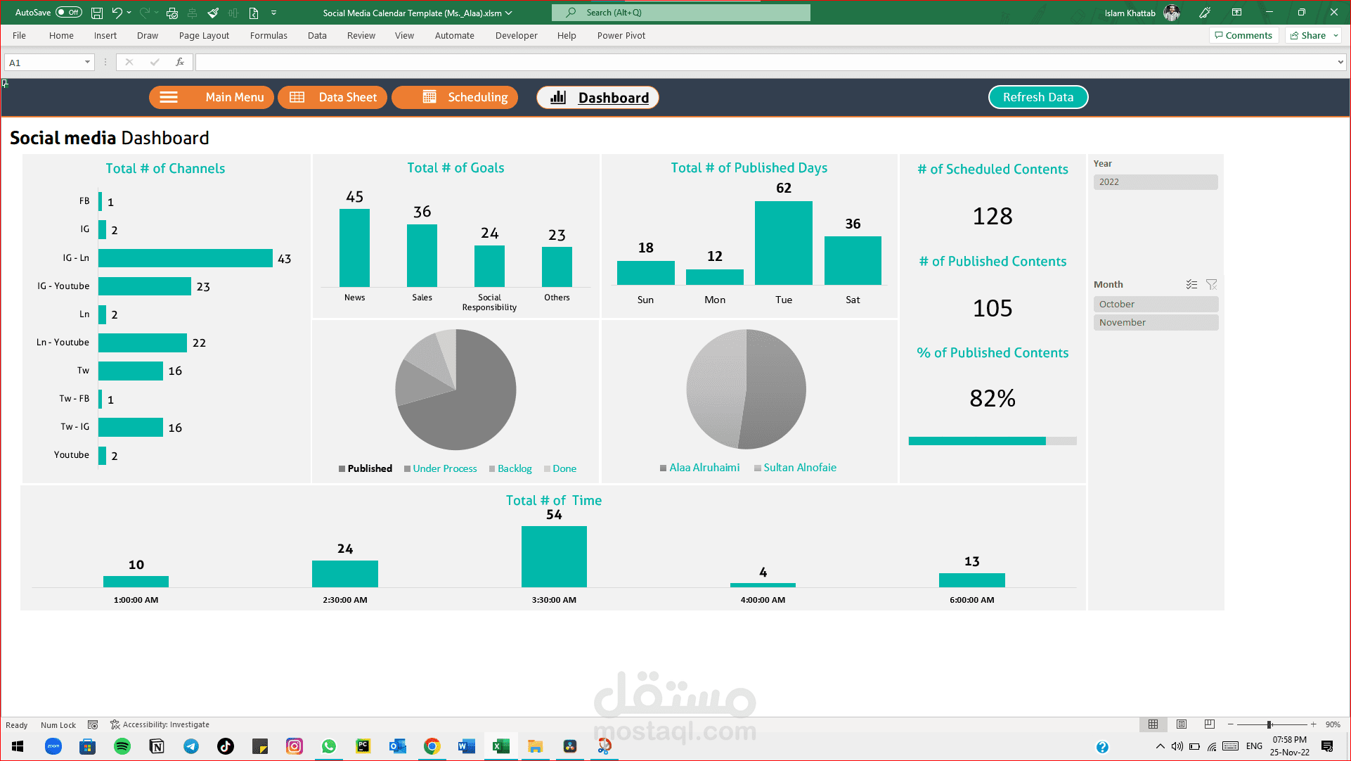 امتلك ملف إكسيل خاص مع داش بورد تفاعلي Excel with Dashboard.