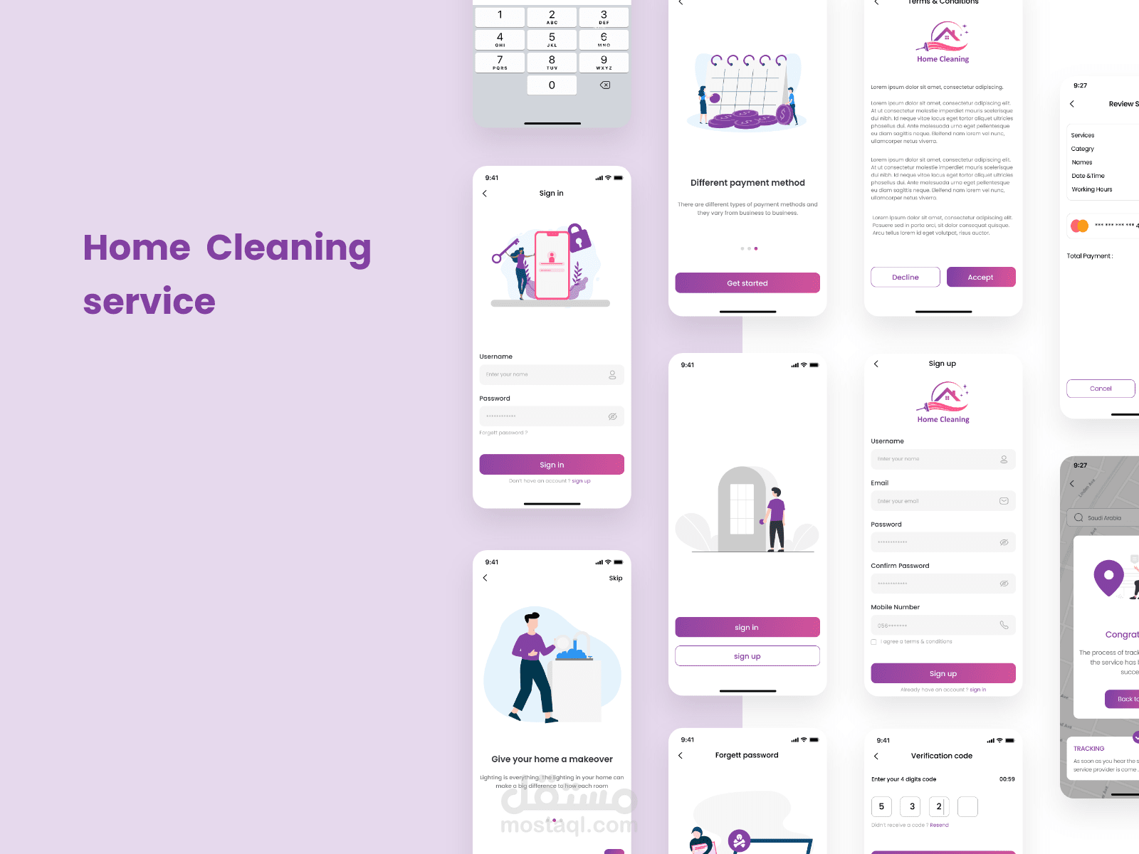 Login screen - Home cleaning services