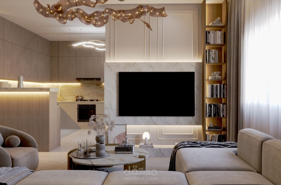 Modern  living room & kitchen