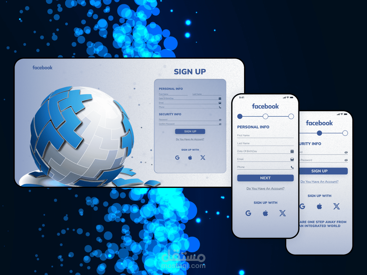 Signe up screen for app  and responsive