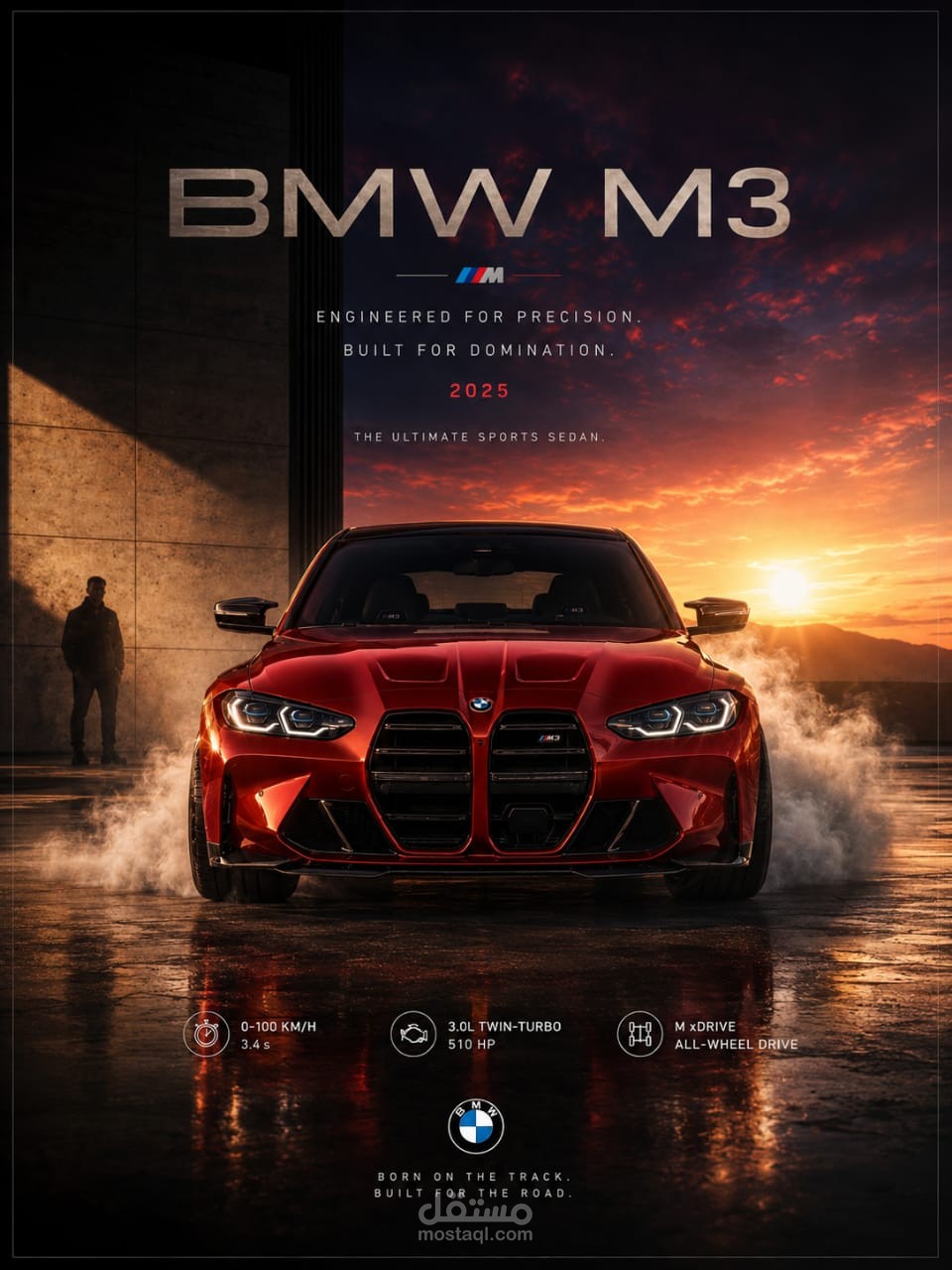 تصميم يافطة لترويح سيارة PMW لمعرض سيارات