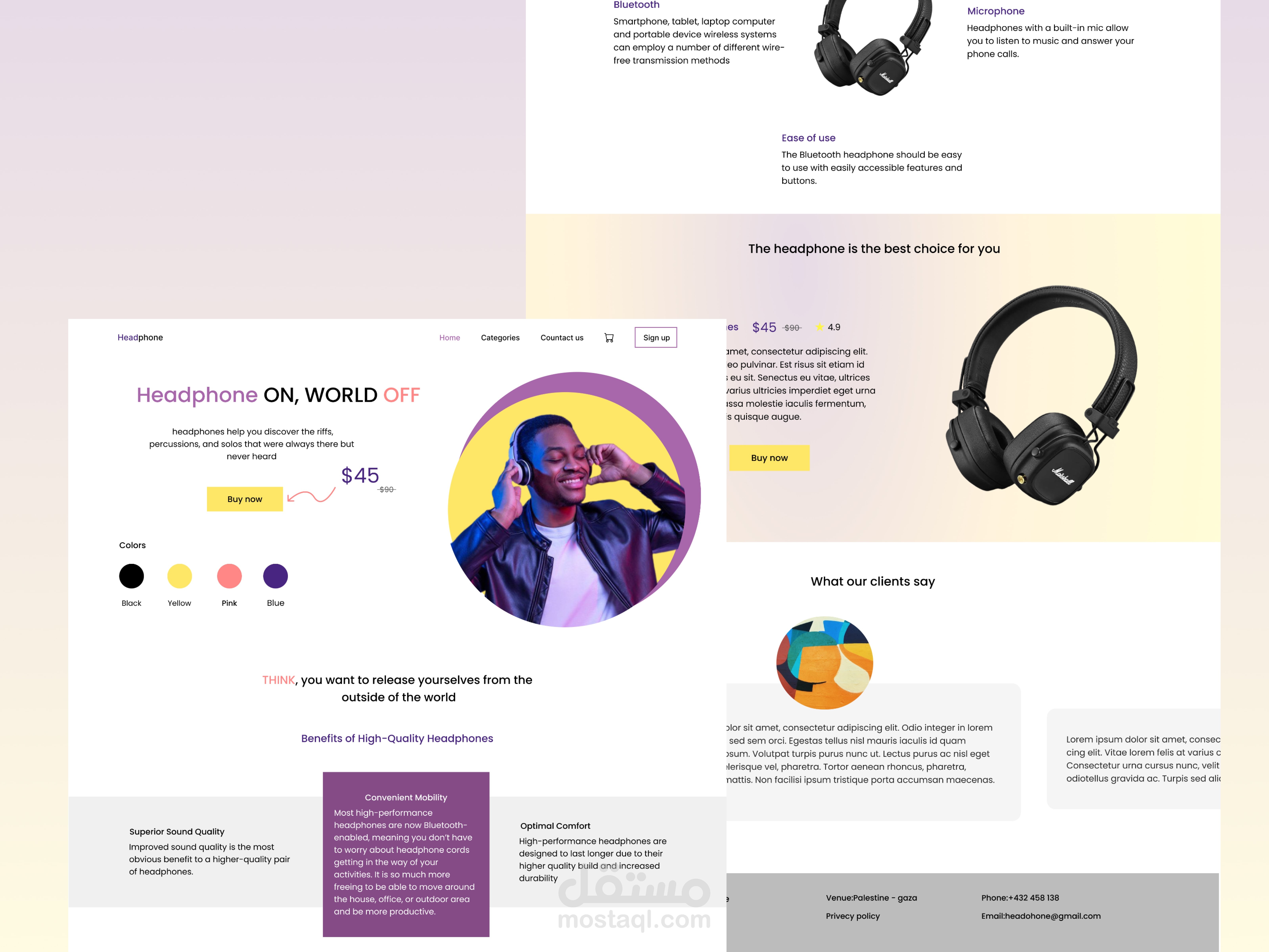 Headphone landing page