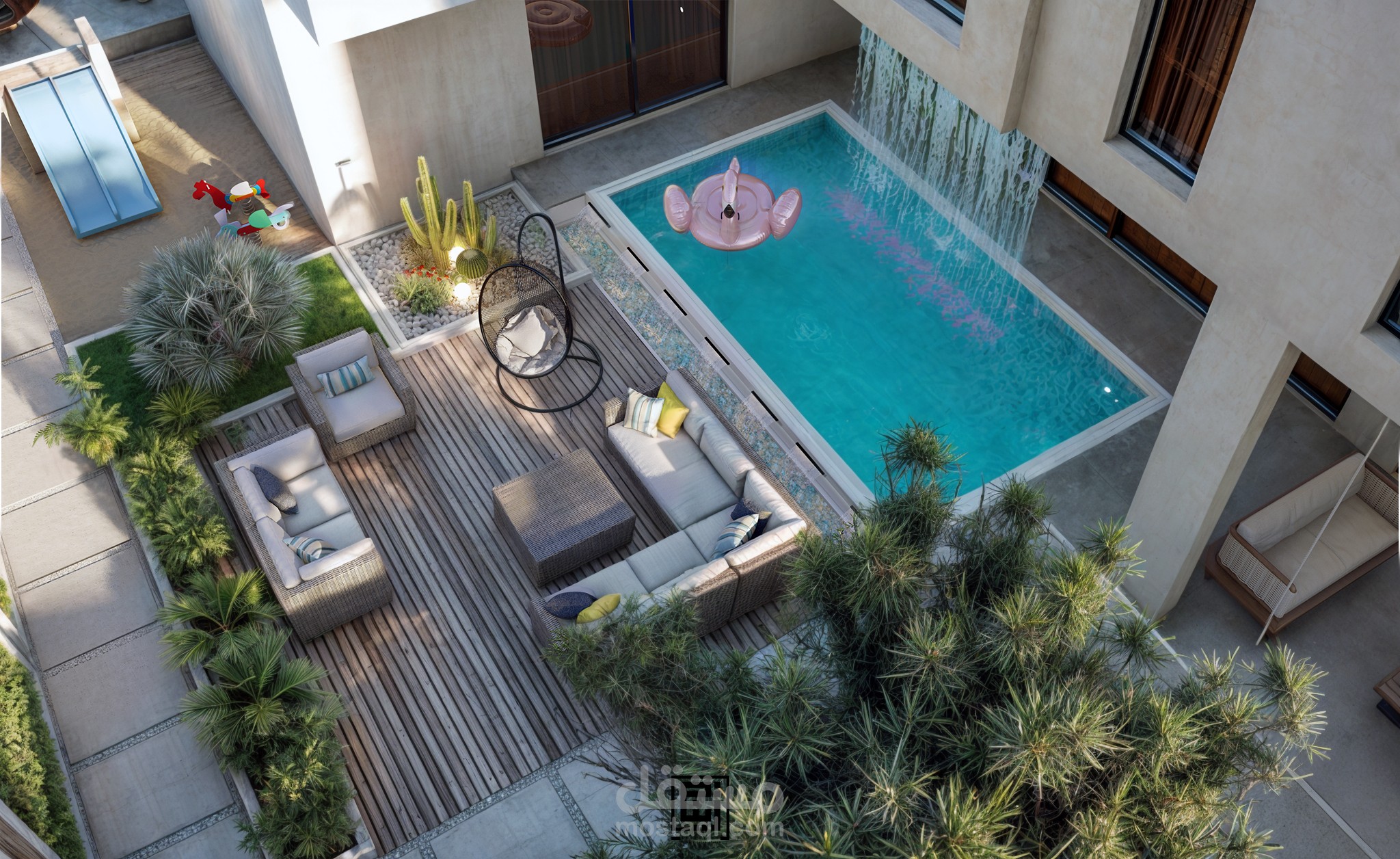 landscape of a small villa garden لاندسكيب