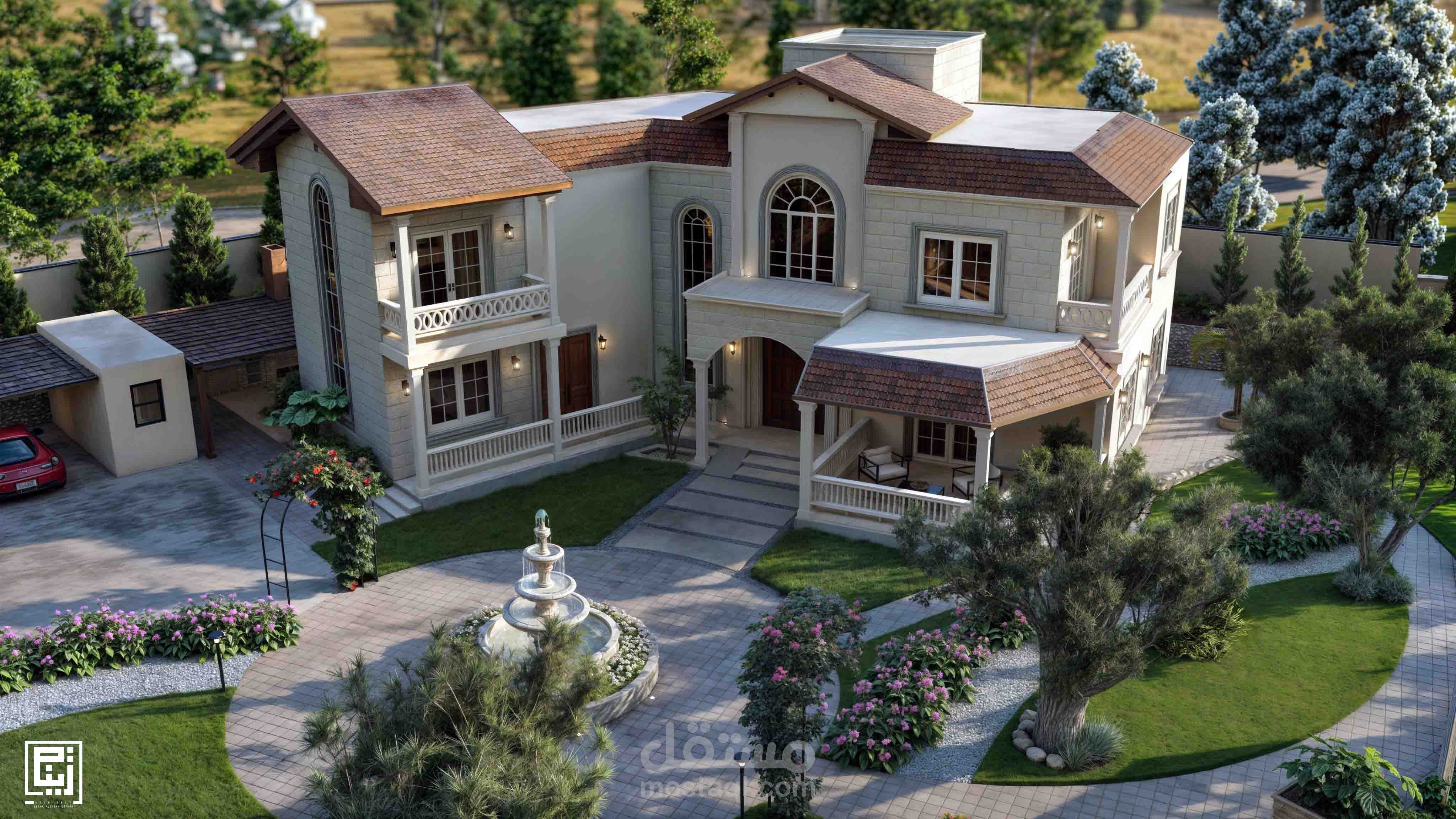 design for a villa and landscape in a neoclassical style لاندسكيب