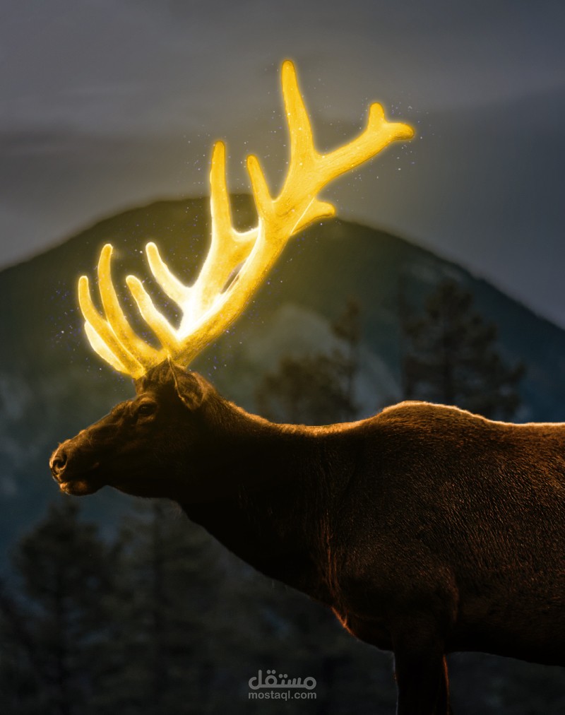 تصميم دمج بصري خيالي - الغزال المضيء (Glowing Antlers Manipulation)